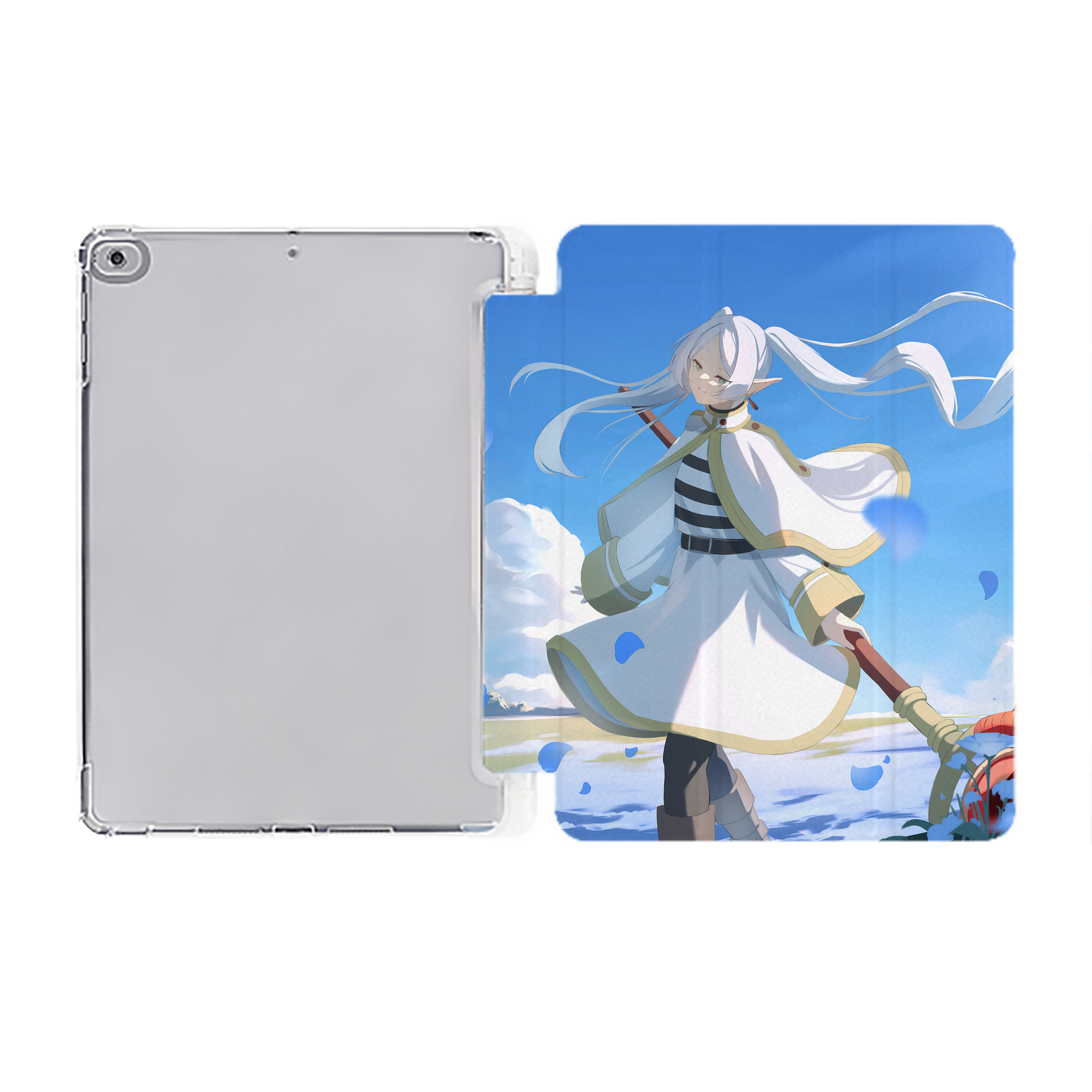 （画像用） 葬送のフリーレン Frieren IPad ケース ペン収納付き 三つ折りスタンド PUレザー×シリコン 対応機種9.5/10.5/10.9インチ
